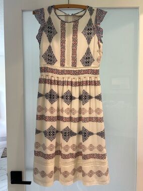 The Loft - Women’s Cream Boho Print Midi Dress